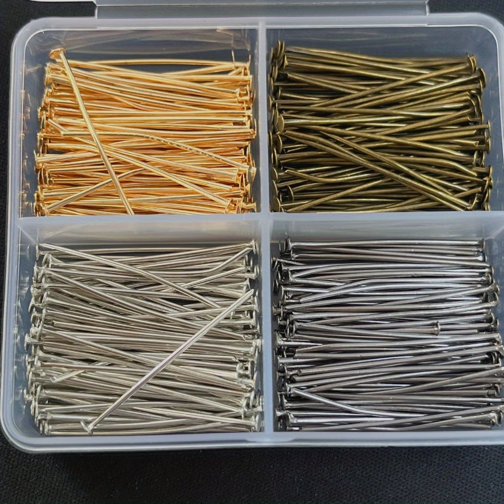 Jewelry Making Organizer Box - 400 Buah Pin Kepala Besi Campuran