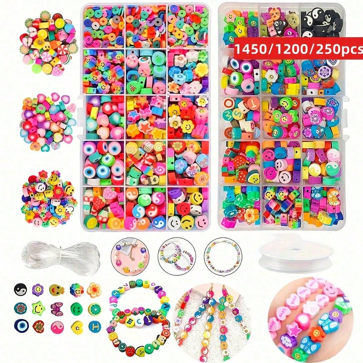 Jewelry Making Organizer Box - 1450/1200/250pcs Set Manik-manik Tanah Liat Polimer,