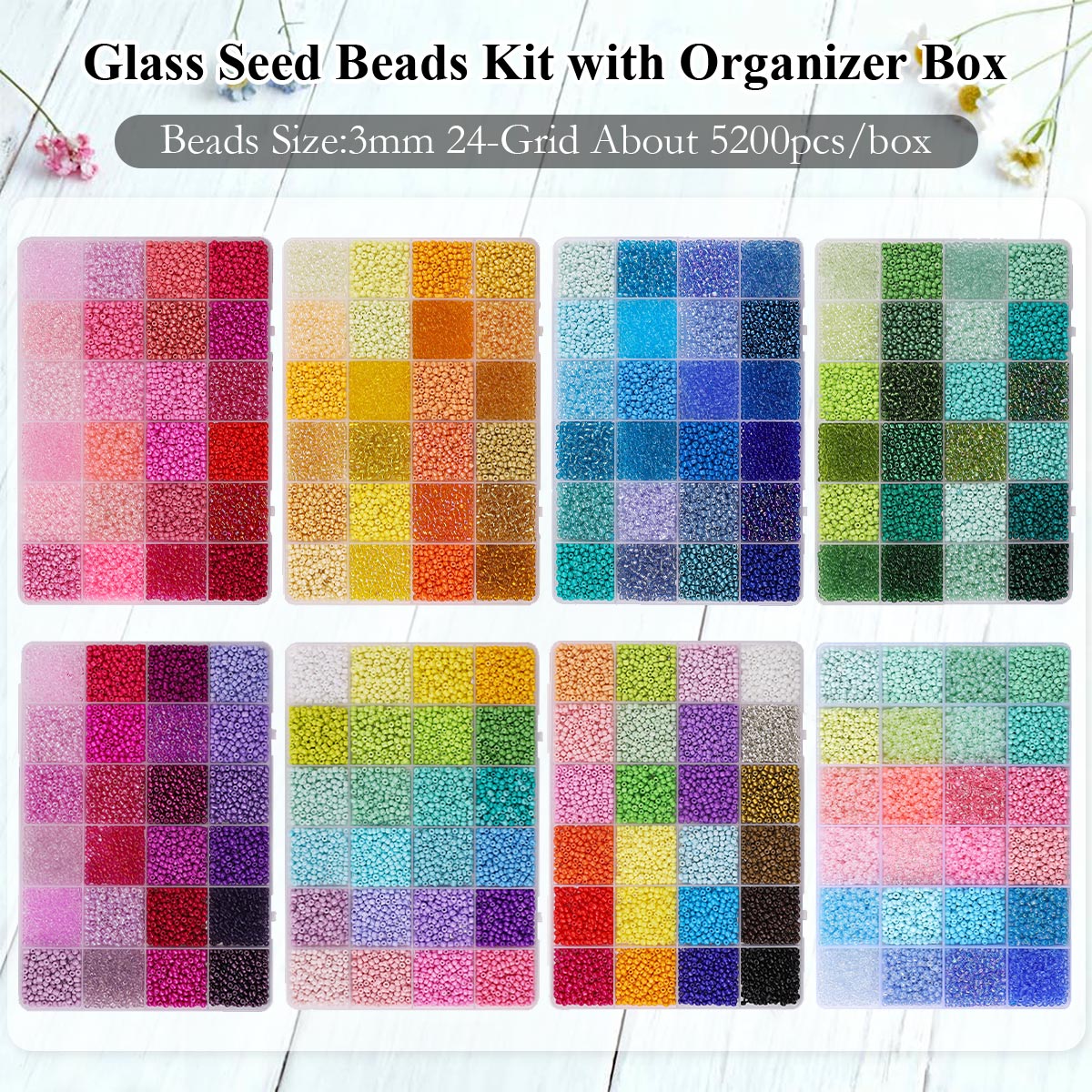 Kit 5200 Manik Kaca Seed Beads - Jewelry Making Organizer Box ulasan dan harga